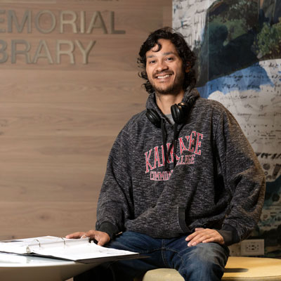 Student studying in the library